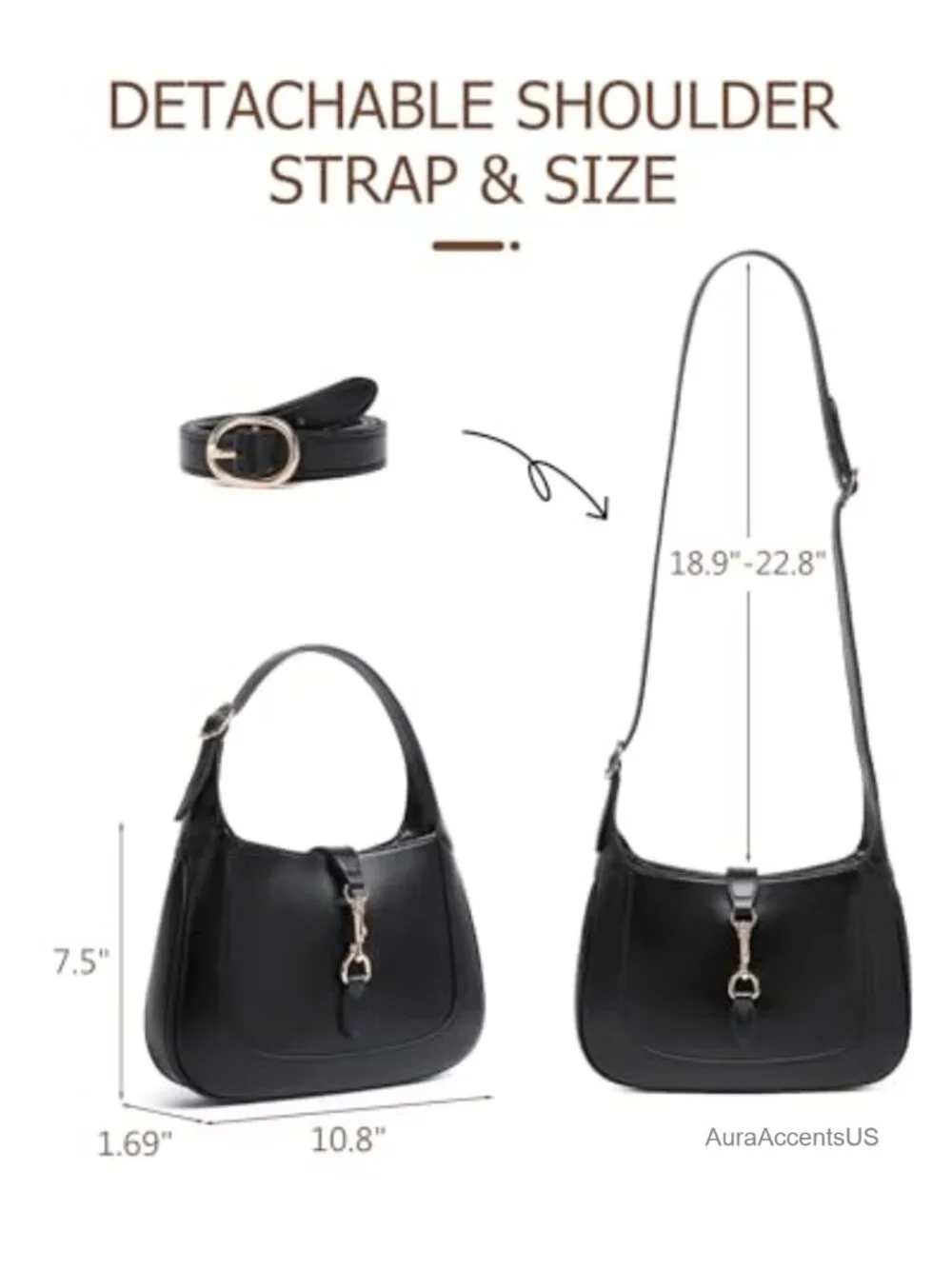 Women's Hobo Handbag Soft Vegan Leather Shoulder Bag Crossbody with Adjustable